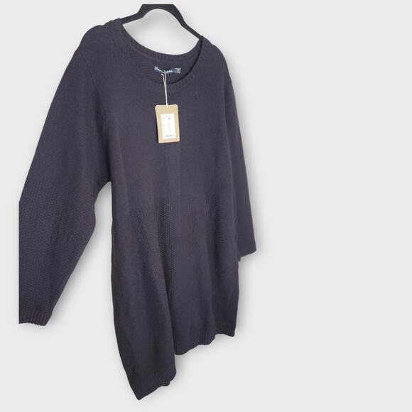 NEW Gudrun Sjödén Womens Black Wool Blend Knit Tunic Dress L Scandi Minimal - Picture 2 of 8